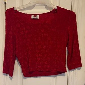 VENUS Red Heart Pattern Crop Top